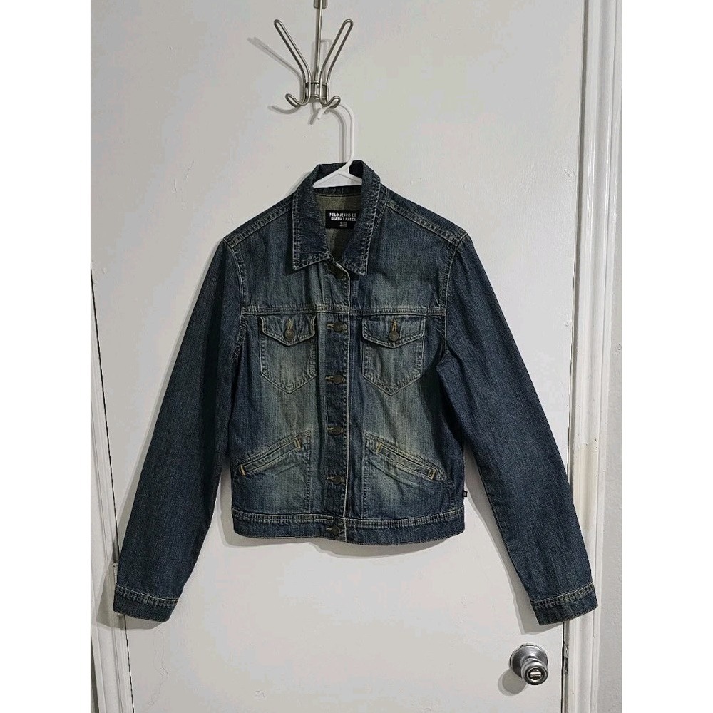 VTG Polo Jeans Co. Ralph Lauren Flap Pocket‎ Denim Jacket Women Medium Blue Logo